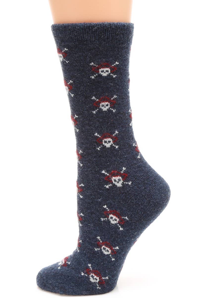 WOMEN'S SKULL WOOL BLEND CREW SOCKS