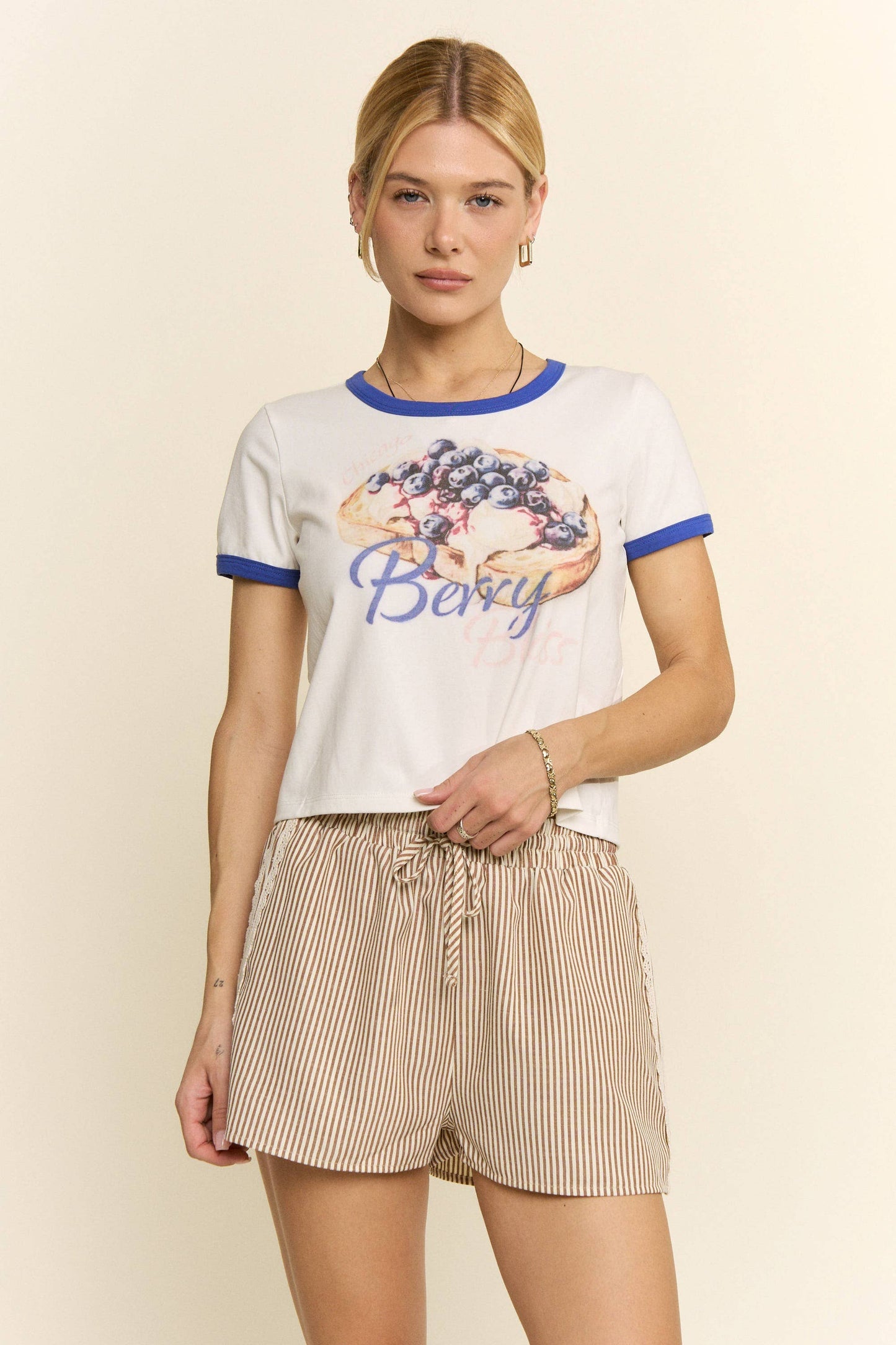 ELASTIC WAIST STRIPE CASUAL SHORTS