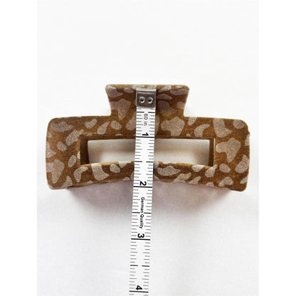 Love and Repeat - Leopard Flocked Velvet Rectangle Claw Clip: MIX COLOR / ONE(12)
