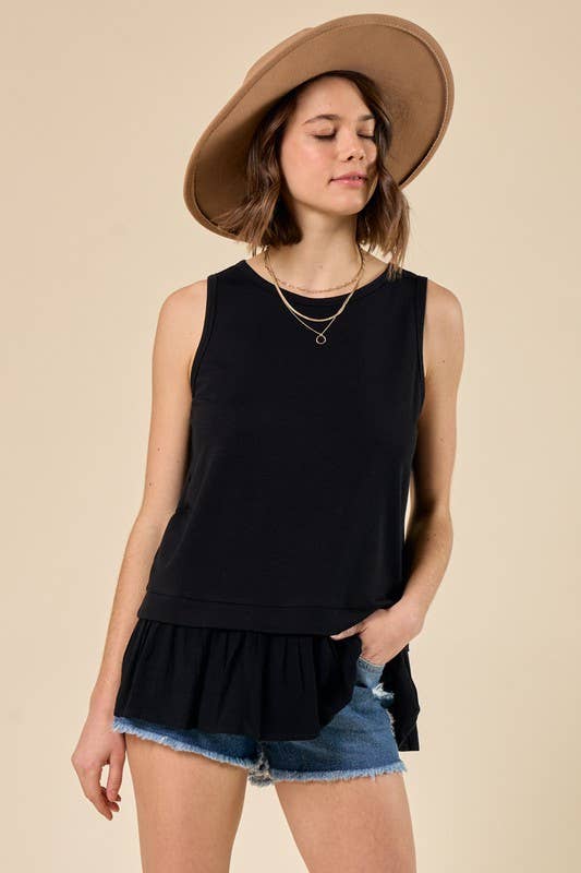 BLACK TWIST FRONT BURN OUT TOP