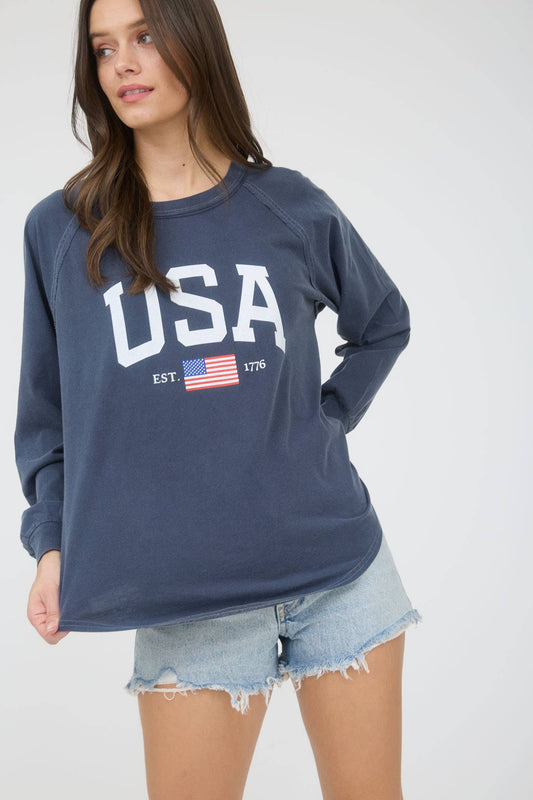 USA GRAPHIC RAGLAN LONG SLEEVE TEE