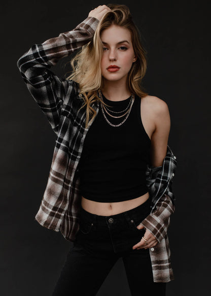 BLEACHED BLACK + BROWN FLANNEL