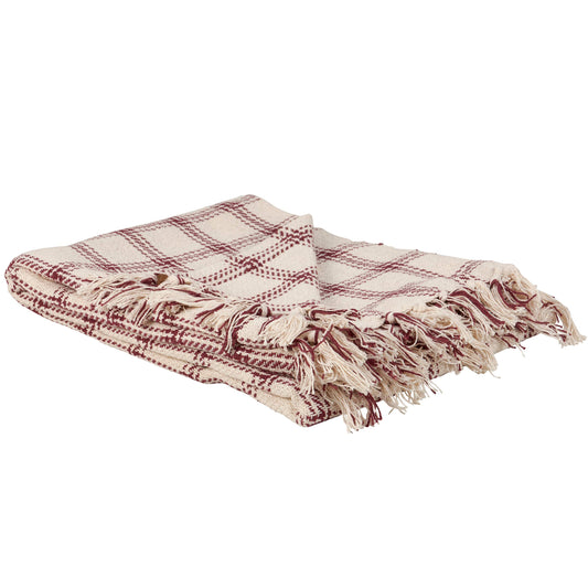 BURGUNDY PLAID THROW