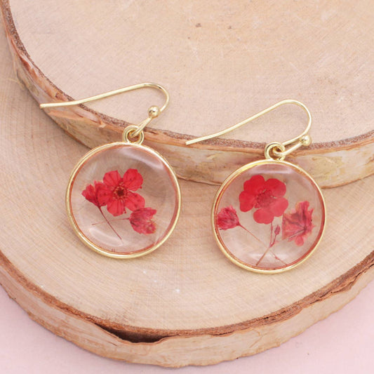 COTTAGE DARK PINK FLOWER EARRINGS