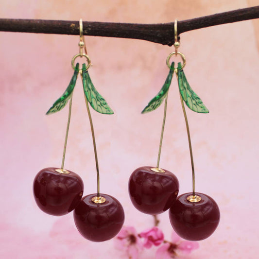ZAD - Twin Cherry Realistic Cherries Earrings