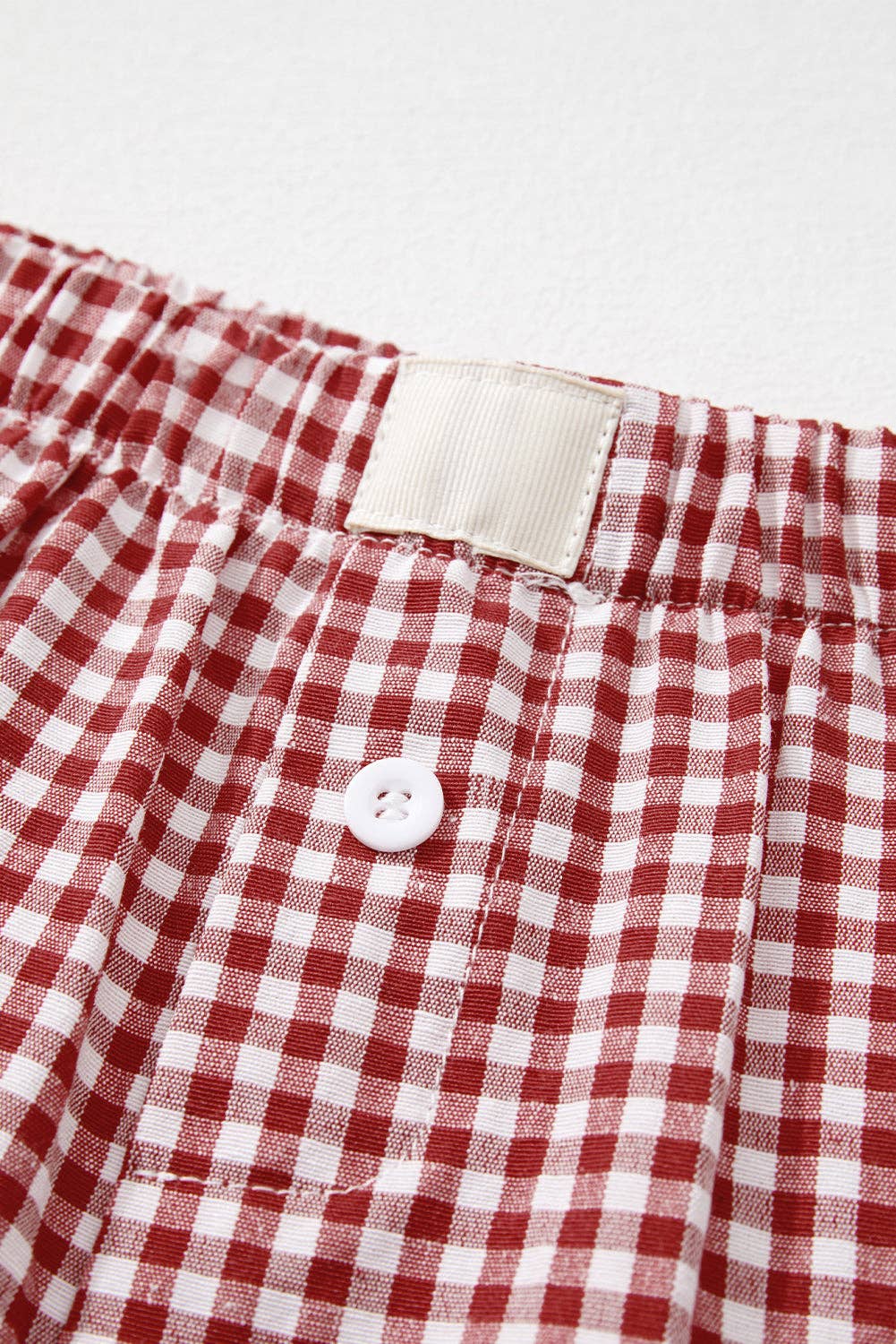 RED PLAID GINGHAM PRINTED HIGH WAIST SHORTS