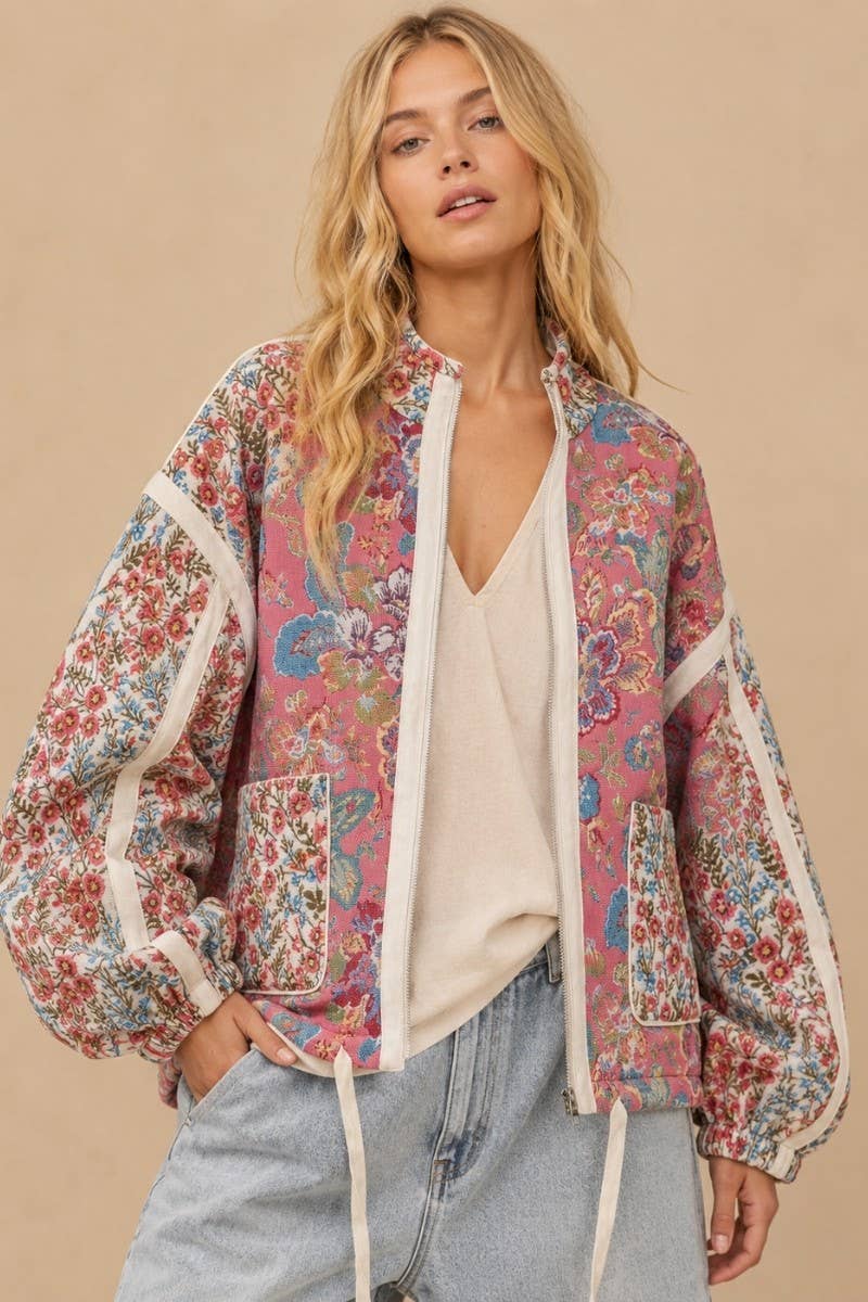 The Floral Quilted Zip-Up Jacket