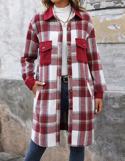 VINTAGE TARTAN PLAID LONG COAT