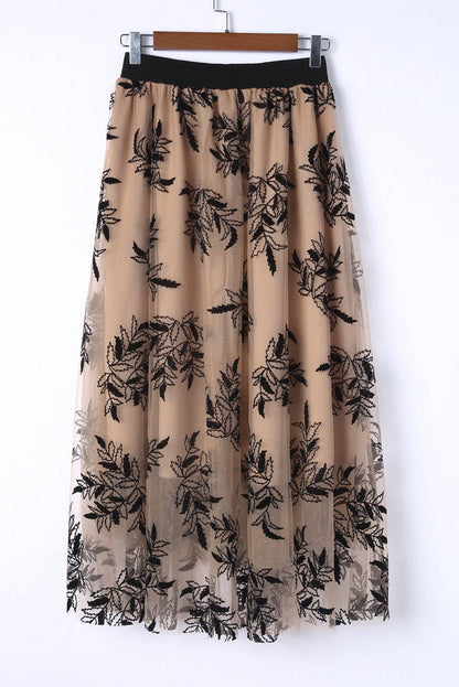 APRICOT FLORAL EBROIDERED MAXI