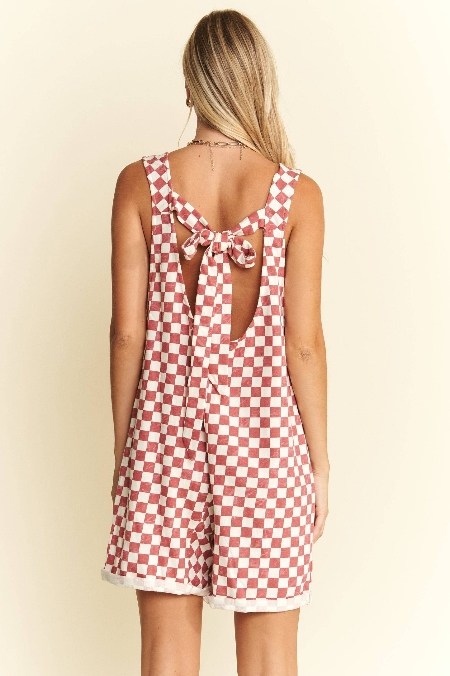 CHECKERED PRINT SHORTS ROMPER