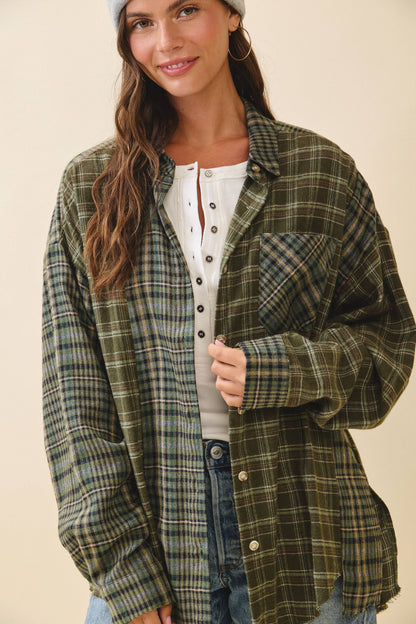 AEMI + CO - 8376EN Kambrie Plaid Flannel Shirt 1: Black / Contemporary / L