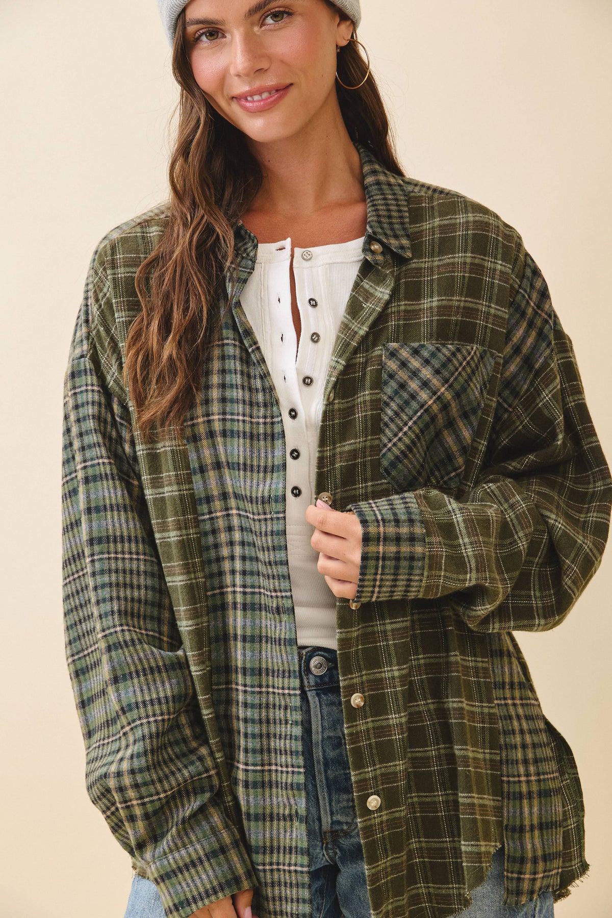 AEMI + CO - 8376EN Kambrie Plaid Flannel Shirt 1: Black / Contemporary / M