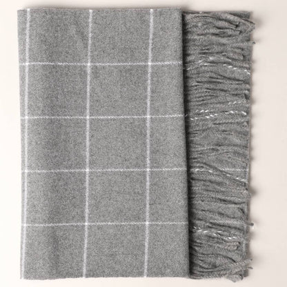 Fashion City - Cashmere Feel Plaid Pattern Scarf - Fringed Edges: SW-18 / ONE SIZE