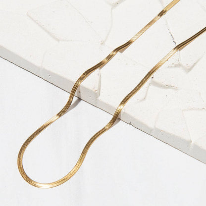 Lenny & Eva - Gilded Gold Necklace-24" Herringbone Chain | Charm Necklace