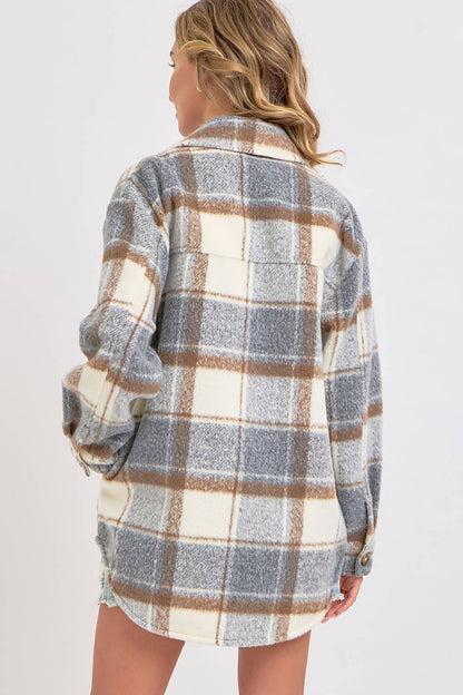 COZY GREY PLAID SHACKET