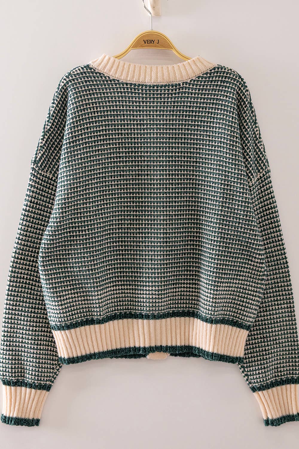 Color Pop Textured Knit Cardigan: HUNTER GREEN