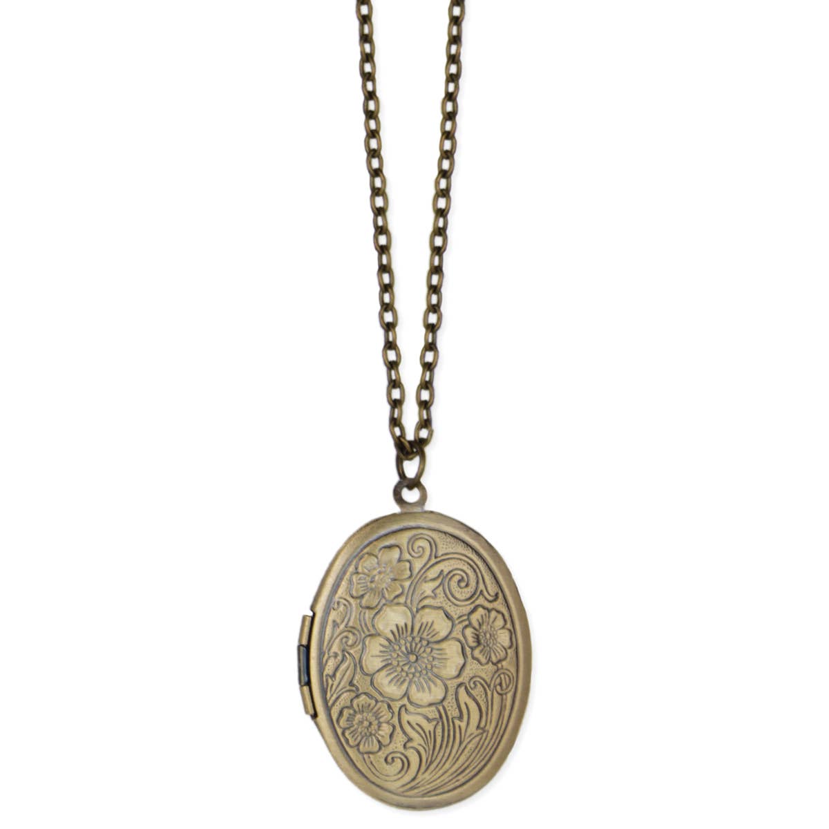 VINTAGE MEMORIES GOLD FLORAL LOCKET NECKLACE