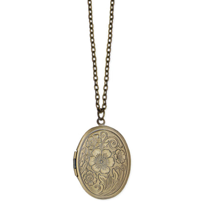 VINTAGE MEMORIES GOLD FLORAL LOCKET NECKLACE