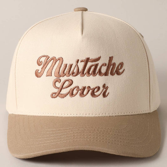 Mustache Lover Two Tone Trucker Hat: Beige