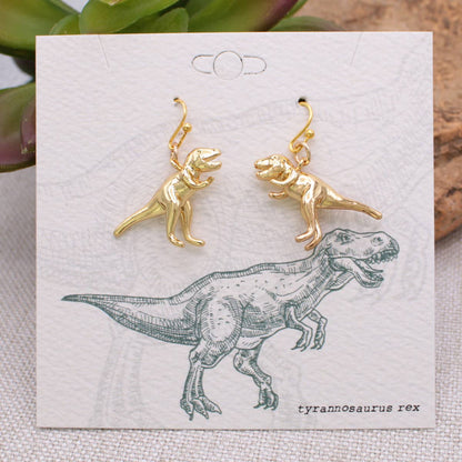 PREHISTORIC GOLD T-REX EARRINGS
