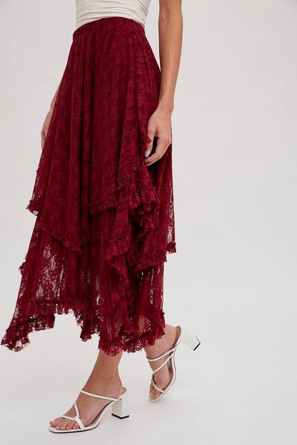 Bluivy - LACE TIER MIDI SKIRT: ECRU / L