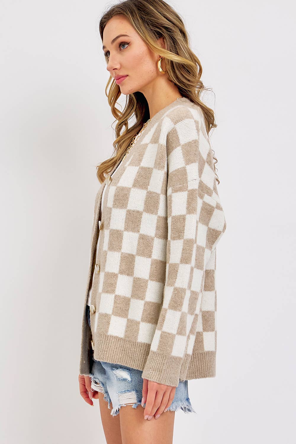 EVERYDAY CHECKER CASUAL SWEATER CARDIGAN