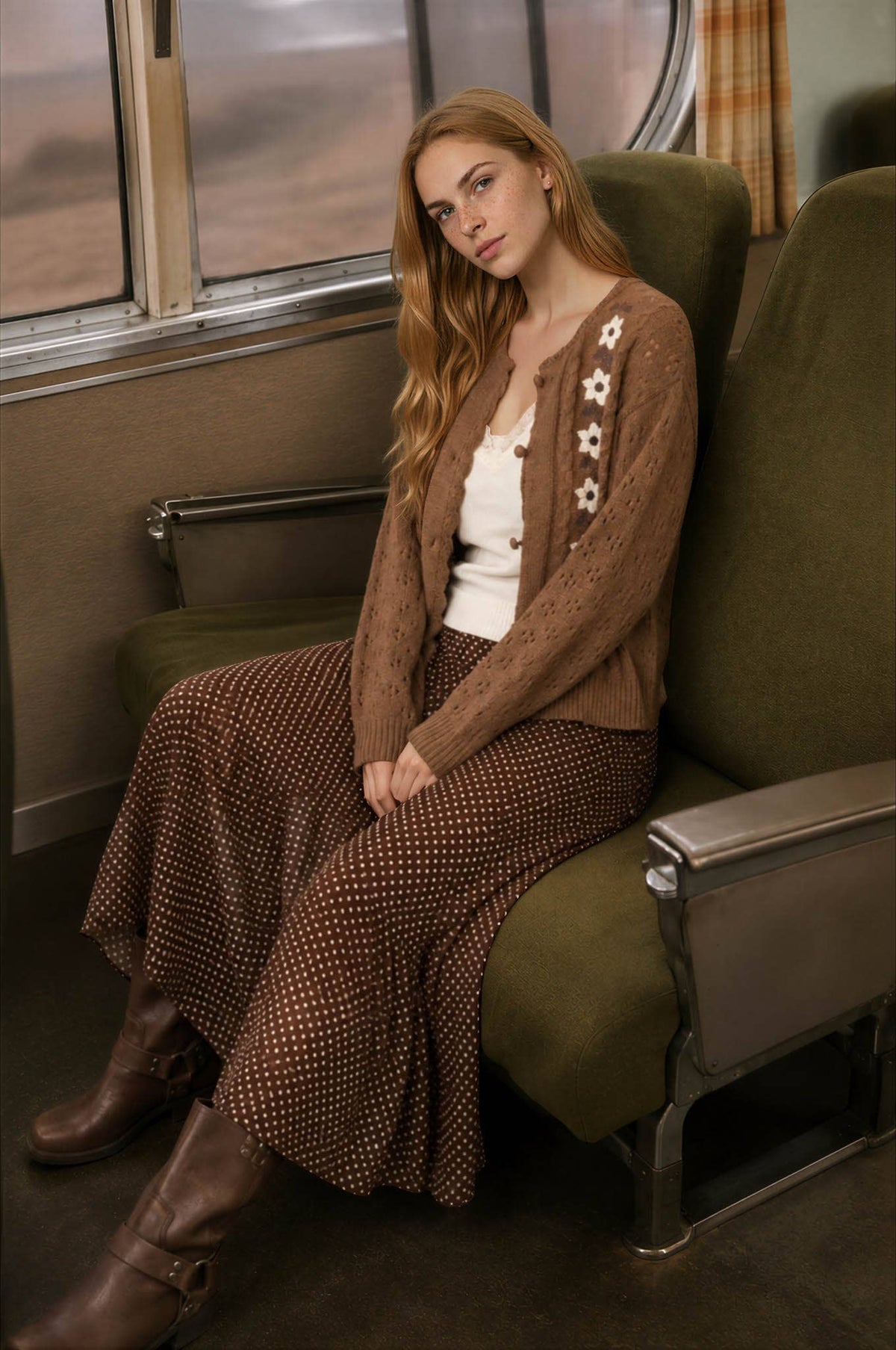 Blu Pepper - FLORAL EMBROIDERY CROCHET KNIT DETAIL CARDIGAN: CREAM