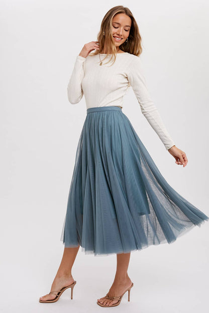 Bluivy - TULLE MIDI SKIRT: DUSTY PINK / M