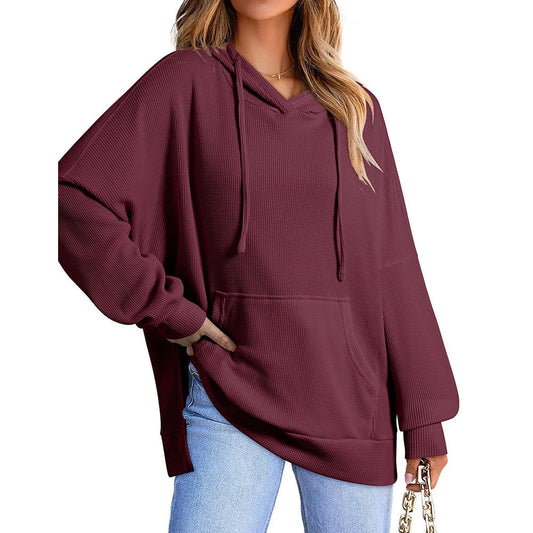 BURGUNDY WAFFLE HOODIE