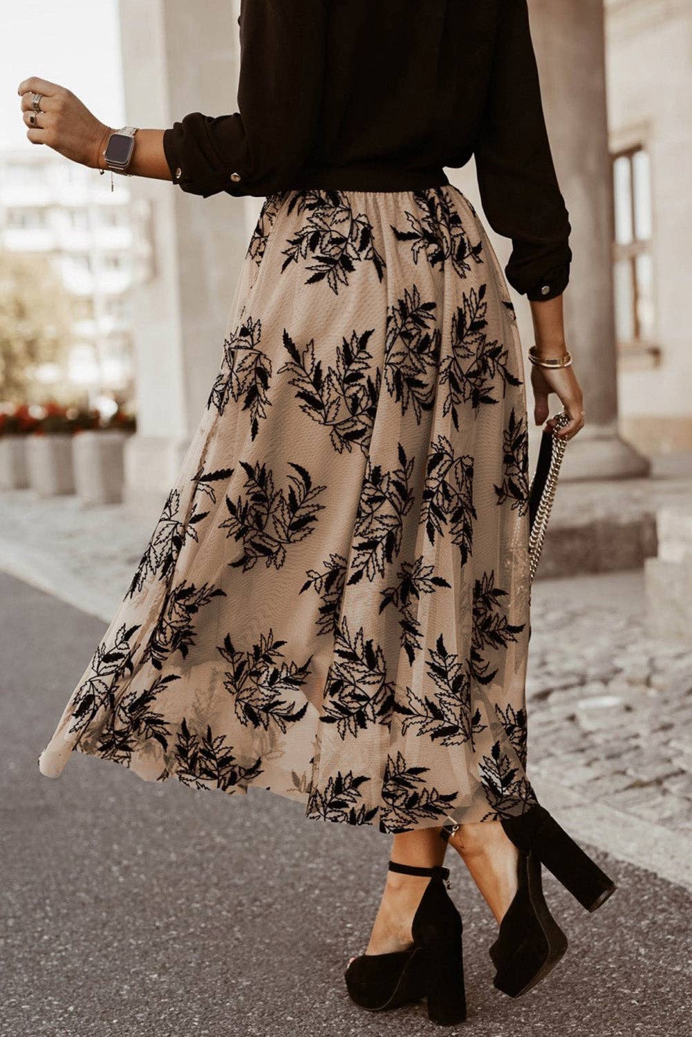 APRICOT FLORAL EBROIDERED MAXI