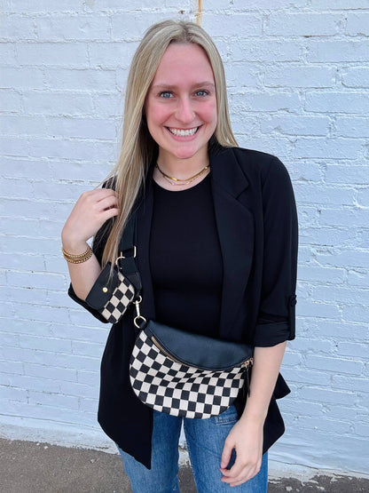 LEATHER CHECKMATE BUM BAG
