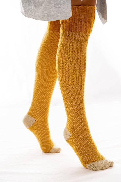 Three Bird Nest - Cozy Cabin Lounge Socks - Mustard: OS
