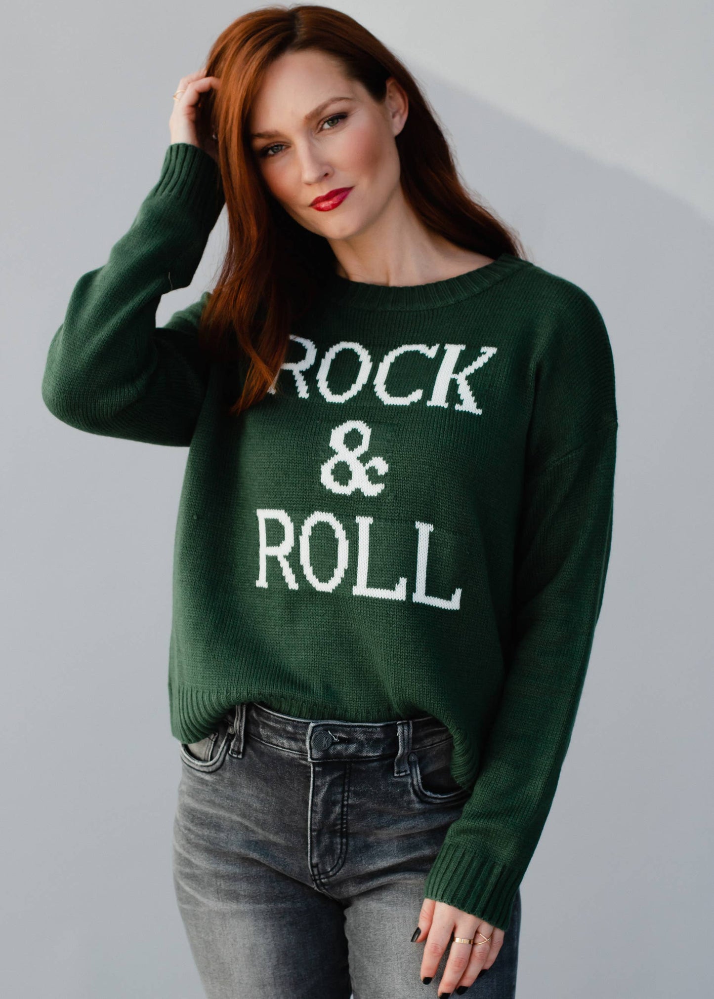 ROCK + ROLL SWEATER- GREEN