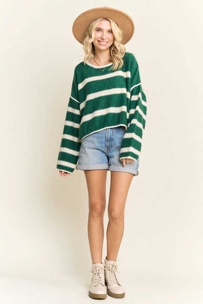 STRIPED KNIT PULLOVER SWEATER