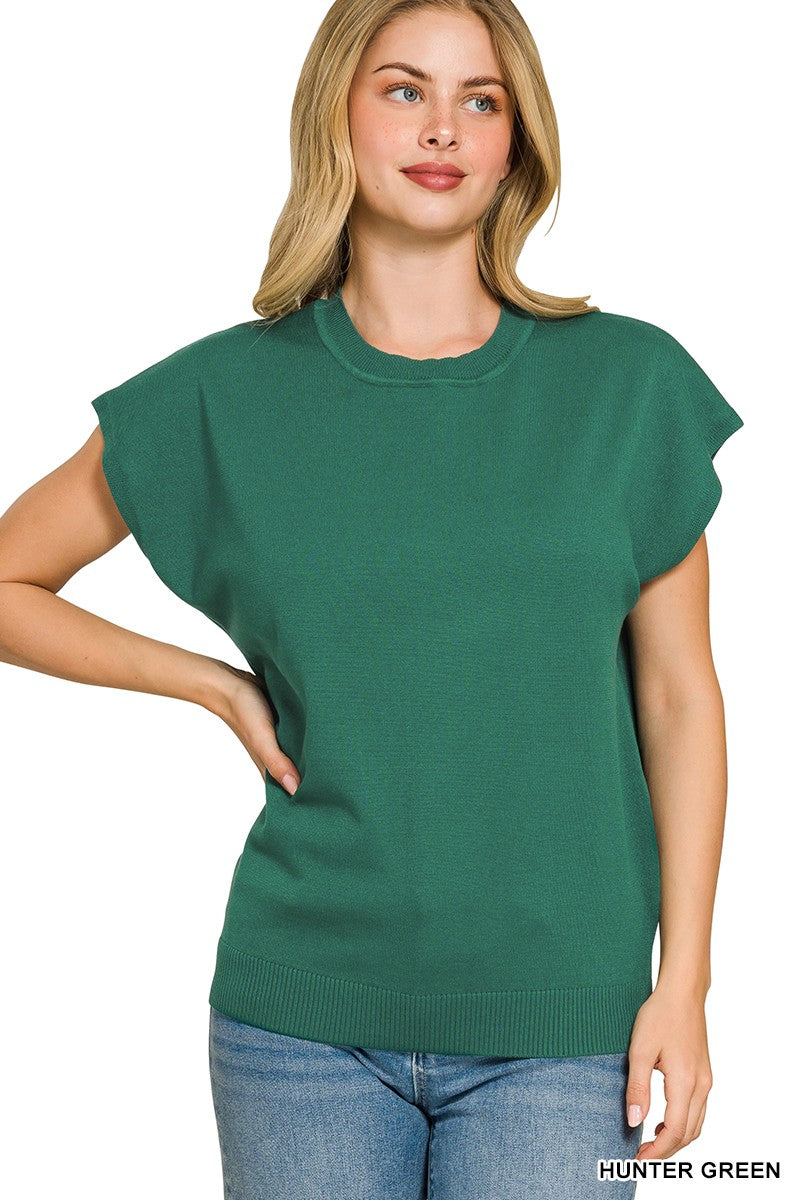 VISCOSE ROUND-NECK SHORT SLEEVE SWEATER