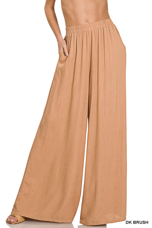 SLOAN WIDE LEG LINEN BLEND PANTS