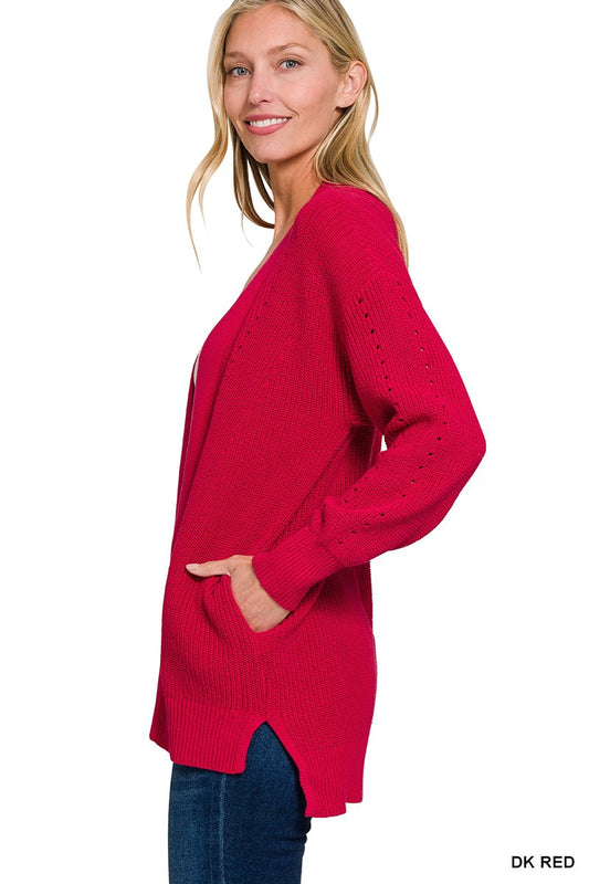 EYELET OPEN CARDIGAN SWEATER (2 colors)