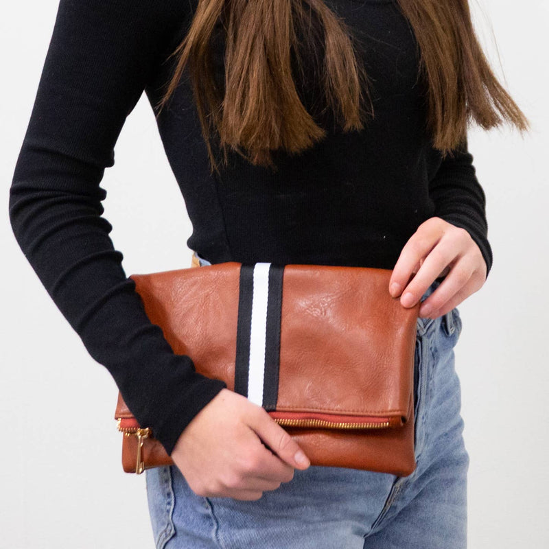 Preppy Stripe Foldover Clutch