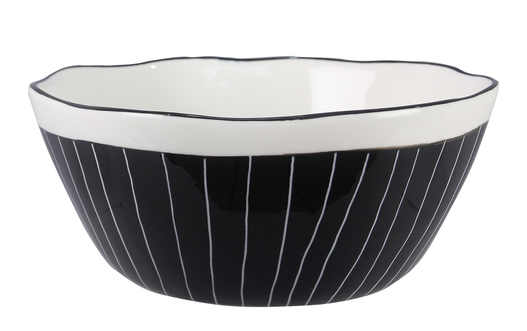 Young's - Stoneware Black and White Serving Bowl