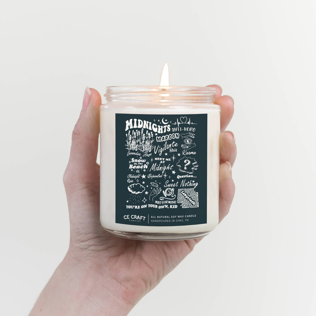 MIDNIGHTS TRACKLIST CANDLE SCENTED APPLE + MAHOGANY