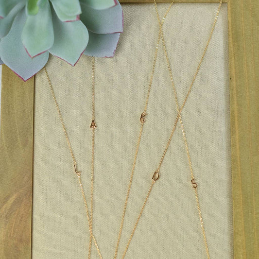 Mini Sideways Letter Necklace: Gold Dipped