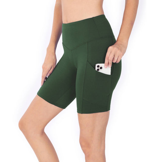 ARMY GREEN WIDE WAISTBAND BIKE SHORTS