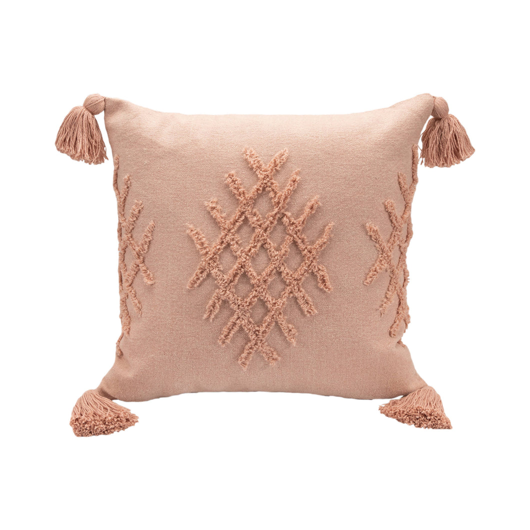 Blush Pink Embroidered Throw Pillow