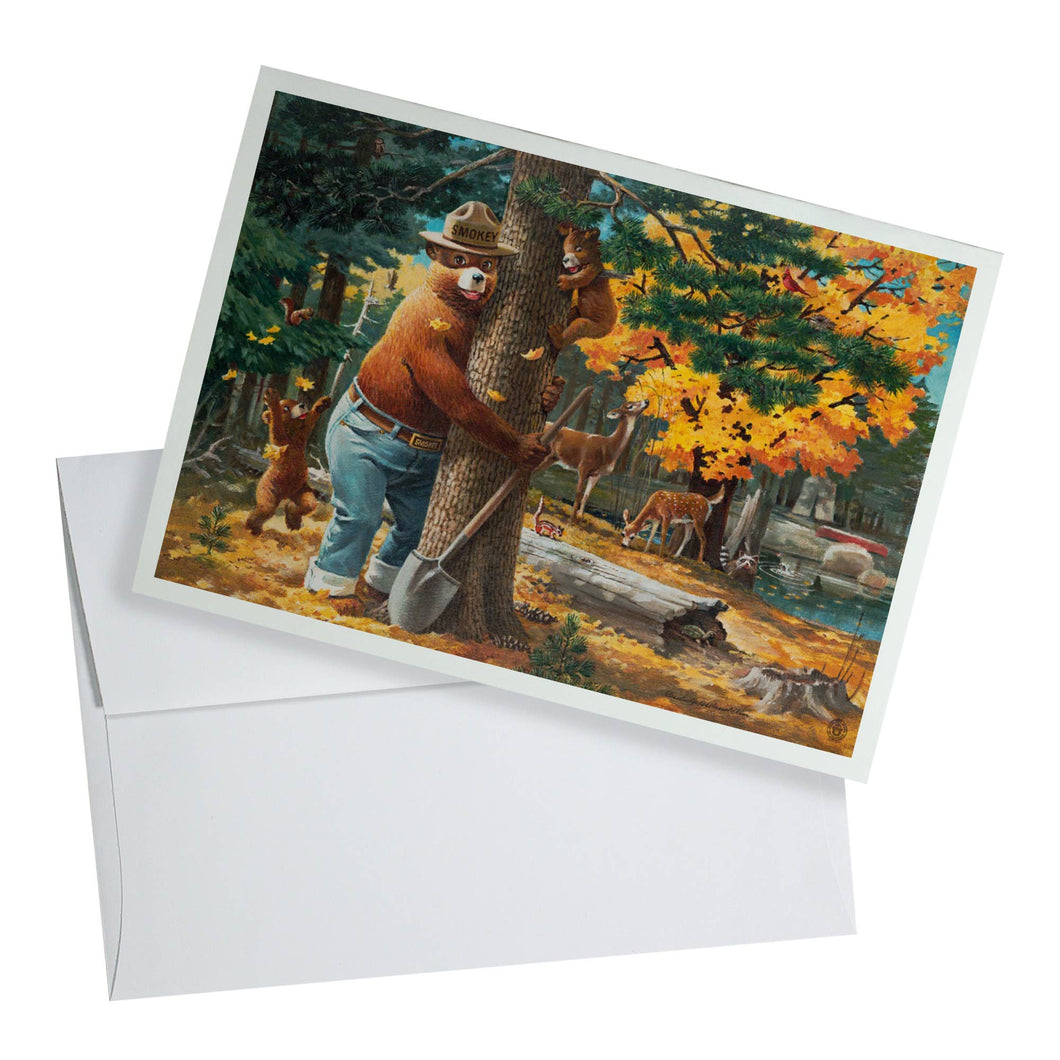 Notecard - Smokey Bear Hugging Tree Vintage