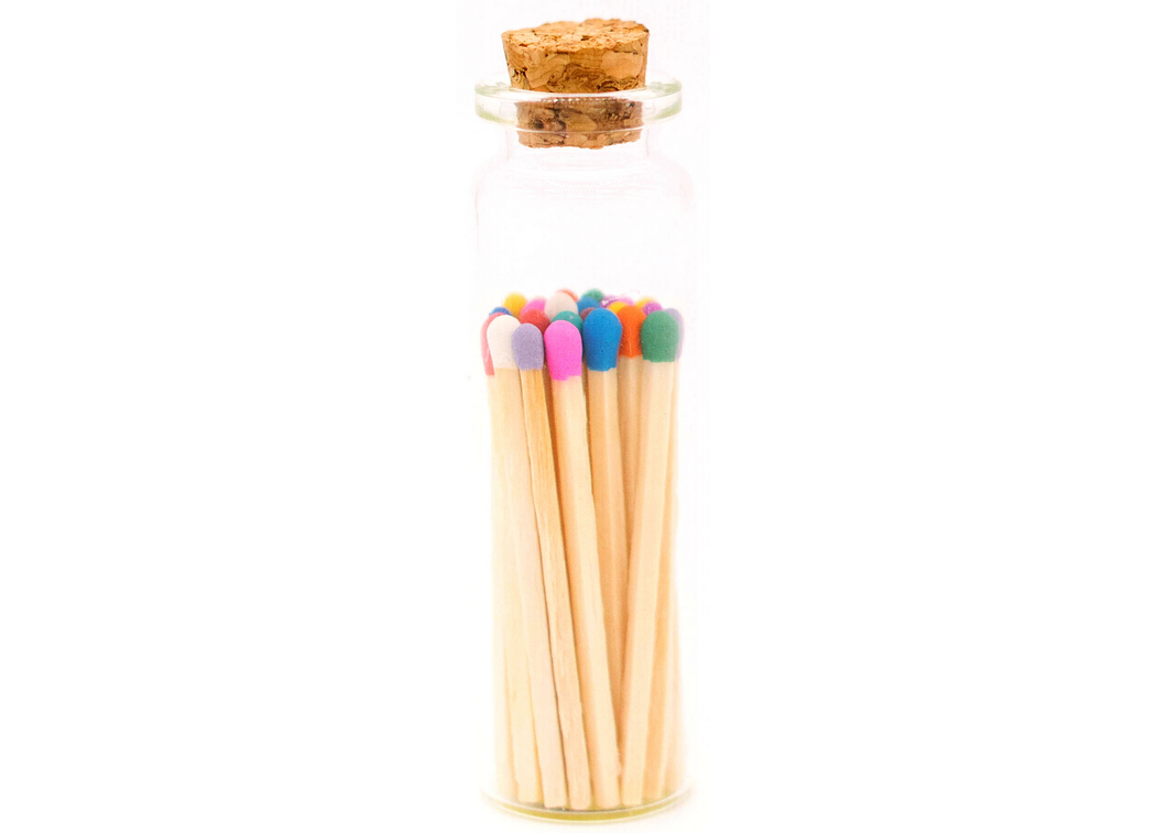 River Birch Candles - 2in Multicolor/Rainbow Matches In Jar with striker