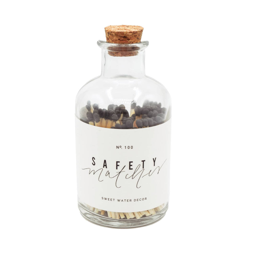 Sweet Water Decor - Black Safety Matches - Medium Apothecary Jar