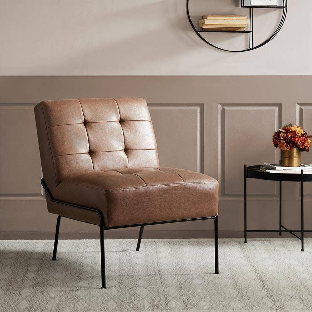eLuxury - Armless Accent Chair with Metal Frame