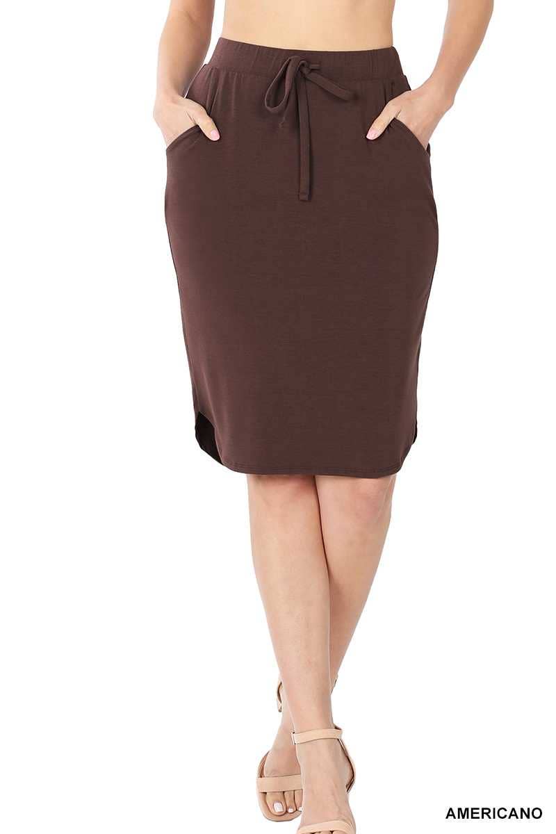 BROWN MIDI SKIRT