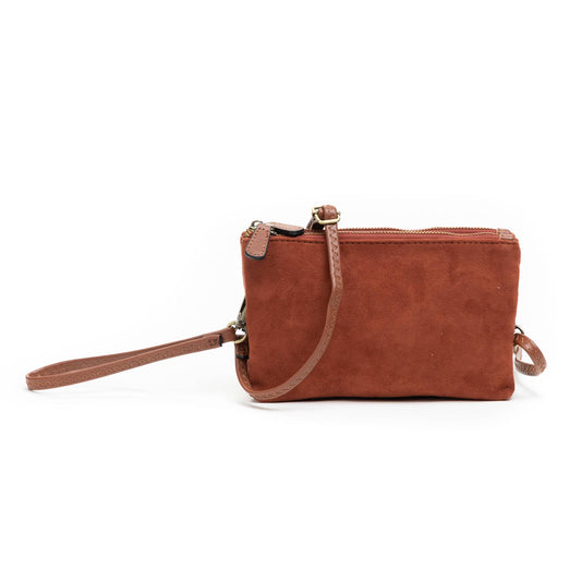 Miley Suede Dual Zipper Crossbody/Clutch