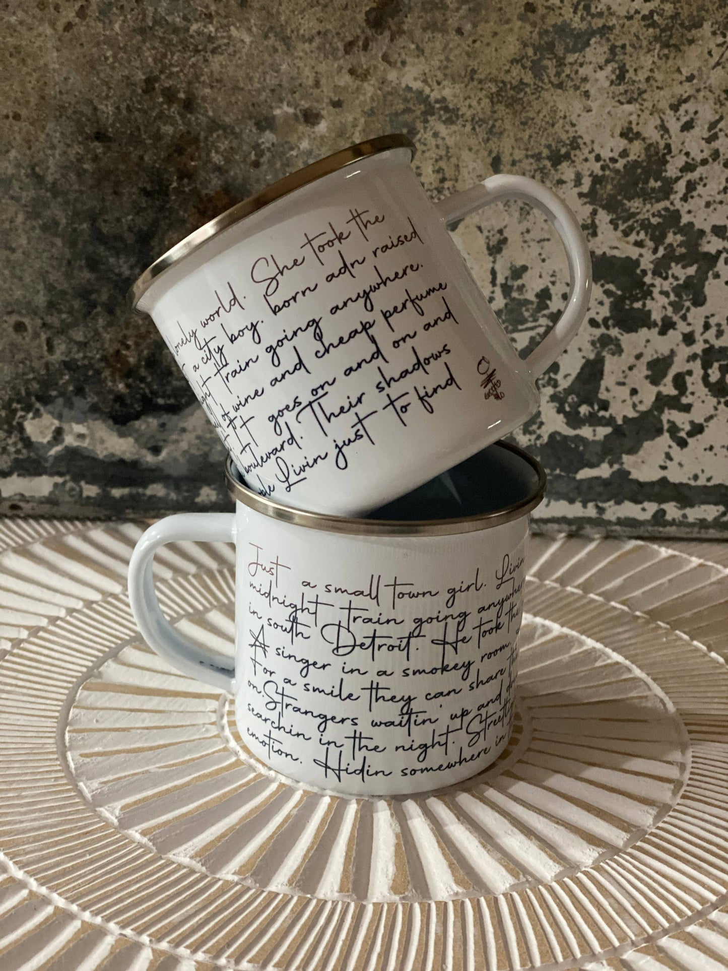 Journey  “Small town Girl” Lyrics Metal Mug